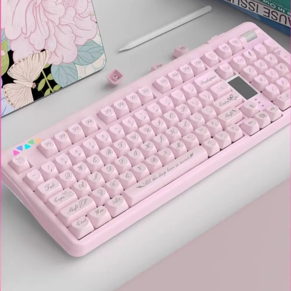 For R102 Pink Mechanical Keyboard Custom Wireless Hotswap Tri M...